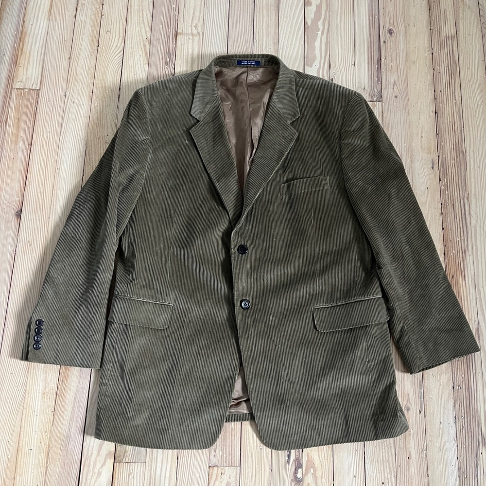 Stafford Olive Corduroy Two-Button Sport Coat